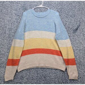 Urban Outfitters Wool Blend Sweater Size S Rainbow Colorblock Striped Boho Knit